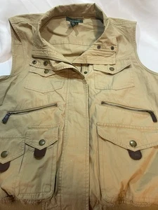 Lauren Ralph Lauren Military Utility Fishing Hunting Vest Men XL Beige - Picture 1 of 7
