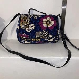 Vera Bradley African Violet Turn Lock Satchel Pink Leopard Pattern Inside - Picture 1 of 16
