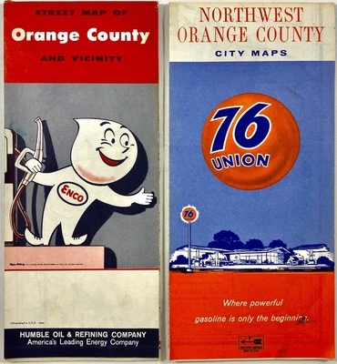 Vintage Orange County 1964 & 1967 Maps ENCO Union 76 Garden Grove Freeway SR 22 - Image 1 of 4