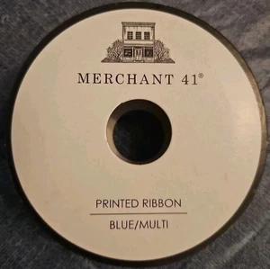 Merchant 41 Printed Ribbon Blue/ Multi 303750 7/8" X 5Yd 100% Polyester - Picture 1 of 3