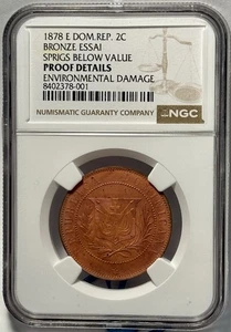 1878 NGC  Dominican Republic 2  Pattern Proof details “LIBERTAD” - Picture 1 of 2