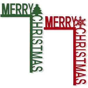 2 piezas Letrero de esquina de puerta de Navidad decoración FELIZ NAVIDAD puerta delantera... - Imagen 1 de 7