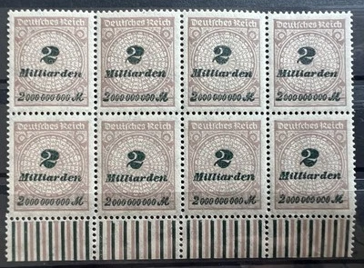 1923 German Empire 2 Milliarden Overprint MNH Stamps Block Margin Germany Reich - Image 1 of 2