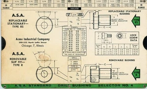 ACME INDUSTRIAL CO.A.S.A. STANDARD BOHRBUCHSE WÄHLDIAGRAMM 8" x 4 7/8" - Bild 1 von 2