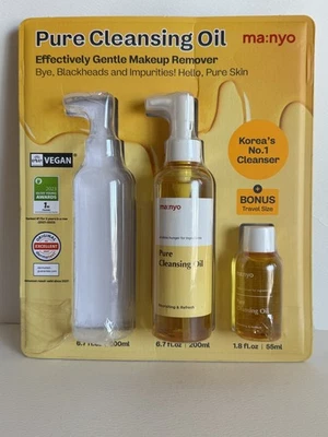 Ma:nyo чистое корейское очищающее масло для лица, флакон 1x6,7 жидкой унции, 1x1,8 жидкой унции новый!! - Изображение 1 из 2