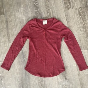 Dickies Women Long Sleeve Shirt Burgundy/Red Buttons Casual Western Cowgirl Med - Picture 1 of 6
