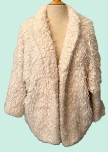 Express Creme Kunstfell Jacke Mantel Furry Medium Large Kurz Teddy Fun - Bild 1 von 8