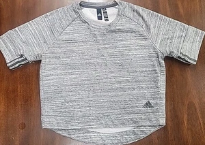 Adidas SS Top Crop Heather Gray Crew Neck Sweatshirt Women Size M T16 - Bild 1 von 9