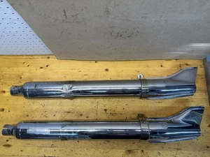 Vintage Harley-Davidson Panhead Shovelhead Chrome Fishtail Mufflers 65240-61 - Picture 1 of 9
