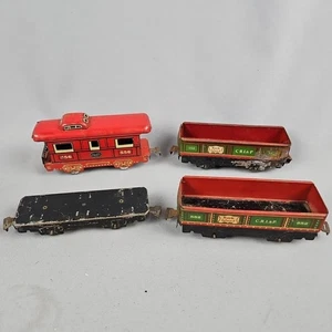 Vtg Marx Train Cars (4) Rock Island CRI&P 552 New York Central Caboose 556 AS-IS - Picture 1 of 14