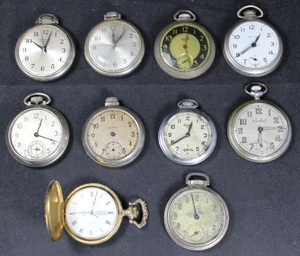 (10) Lotto orologi da tasca Dollar #2 - Westclox - Ingraham - NON TESTATI - ricambi/riparazione - Foto 1 di 5
