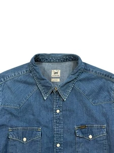 Lee Men’s Light Blue Denim Pearl Snap Button Western Shirt - Size Large - Picture 1 of 10