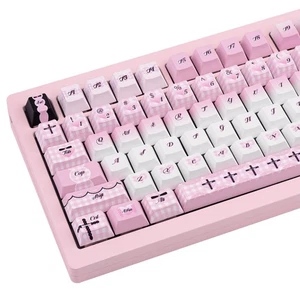 Lindo juego de teclas PBT rosa blanco degradado perfil cereza personalizado para mecánico - Imagen 1 de 9