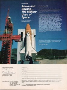 Air Force Association 1985 Print Ad Military Uses of Space Shuttle NASA - Picture 1 of 1