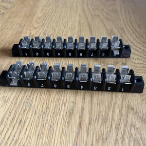 Two MARATHON KULKA 812 Terminal BARRIER STRIP, 9 Push On Connectors - Picture 1 of 5