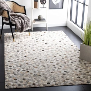 Hand Woven Natural Cowhide Hair on Patch Work Leather Modern Carpet Room Sizes. - Picture 1 of 11