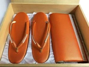 Bolso de Mano Japonés Kioto Naranja Kimono y Juego Zori para Ocasiones Formales: G - Imagen 1 de 12