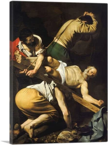 ARTCANVAS Crocifissione di San Pietro 1600 Stampa artistica su tela di Caravaggio - Foto 1 di 11