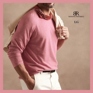 NEU - Banana Republic Livorno Seide-Leinen Herrenpullover, zartrosa Gr. Large $ 90 - Bild 1 von 6