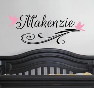 Monogram Birds Swirly - Wall Vinyl Decal Sticker Pretty Custom Name Personalized - Picture 1 of 3