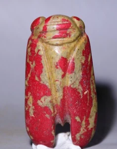 2.4" Old Chinese Hongshan culture Red Turquoise Carving Animal cicada Pendant - Picture 1 of 4