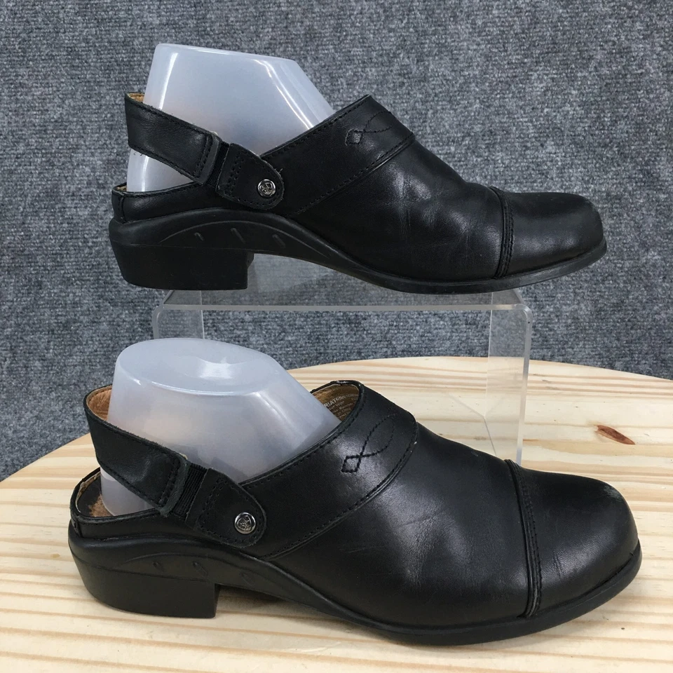 Ariat Sandals Womens 7 B Santa Cruz Slingback Mule Clogs 65202 Black Leather - Image 1 of 4