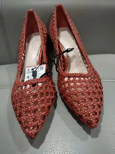 Zara Basic Collection Woven Terracotta Block Heels Size 39 (8 US) - Picture 1 of 6