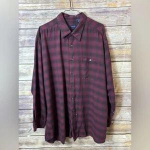 Camisa de franela de manga larga con botones roja y negra XL Izod para hombre - Imagen 1 de 7