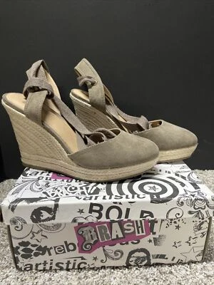 Zapatos de cuña Brash para mujer talla 7,5 con tiras zapatos de tacón sin cordones Foto 1 de 4