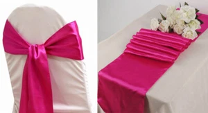 Satin Chair Sashes Bow + Satin Table Runner Wedding Party Decoration - FREE SHIP - Picture 1 of 44