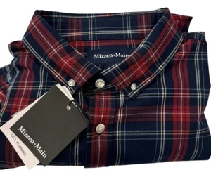 Men’s Mizzen+Main XXL Trim City Flannel Button Up Shirt Navy Blue / Red  $148 - Picture 1 of 11