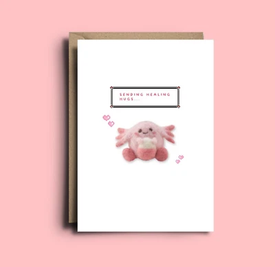 Pokémon Chansey Get Well Card – Needle Felt Art for Sympathy & Recovery - Image 1 of 3