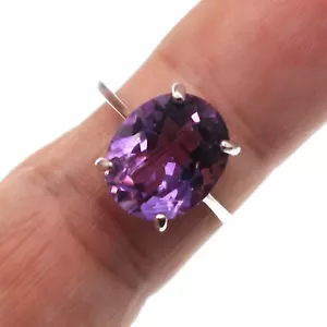Rhodium over Sterling Silver 4.80ct Natural Amethyst Solitaire Ring Size 9.75 - Picture 1 of 4