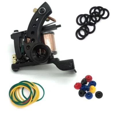 Black Frame Transparent 10 Wraps Coil Liner Shader Tattoo Machine Needle Pad Kit - Image 1 of 4