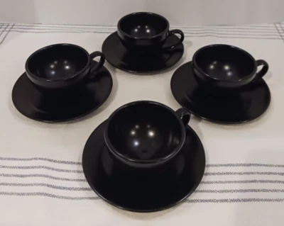 Juego de 4 tazas y platillos Corona Black Expresso Foto 1 de 4