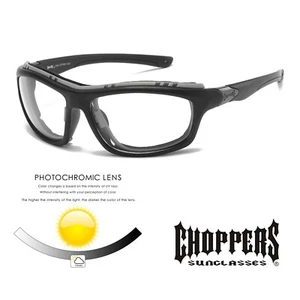 Choppers Motorcycle Sunglasses Clear to Smoke Transitional Photochromic Lenses - Picture 1 of 5