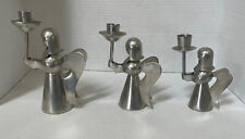 3-Vintage Banka Tin Angel Candlestick Candle Holder Taper 7 ,6, 5 ins Tall