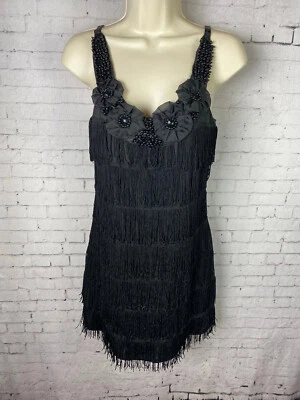 Vestido Dreamgirl Flapper Talla XL Para Mujer Disfraz Negro *Funciona Pequeño* (DAL) Foto 1 de 4
