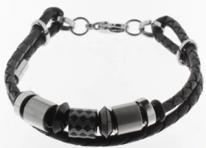 Made in Germany STORCH SCHMUCK Herrenarmband aus LEDER in schwarz und EDELSTAHL - Bild 1 von 1