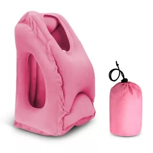 Inflatable Travel Neck Pillow For Airplane Sleep Nap Air Pillow Flight Cushion - Picture 1 of 8