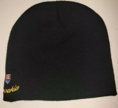 Eslovaquia Gorro Acrílico Negro Logo Dorado Letra Hombres Mujeres República Eslovaca  Foto 1 de 4