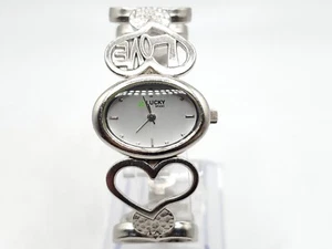 Lucky Brand Uhr Damen silberfarben Herz Manschette Band 26 mm neue Batterie 6" - Bild 1 von 12