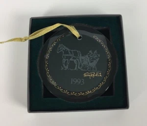 1993 Terry Redlin Glass Ornament Winter Sleigh Ride NIB Christmas Decor Crystal - Picture 1 of 7