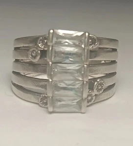 Anillo Floral Vintage Plata Esterlina y Circonita Hecho en Israel Talla 9 - Imagen 1 de 7