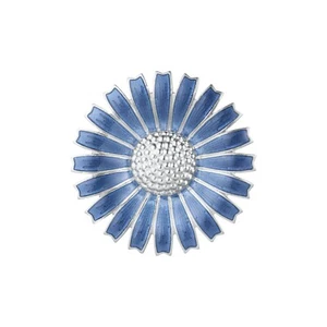 Georg Jensen. Sterling Silver DAISY Brooch with blue Enamel - 44mm. - Picture 1 of 2