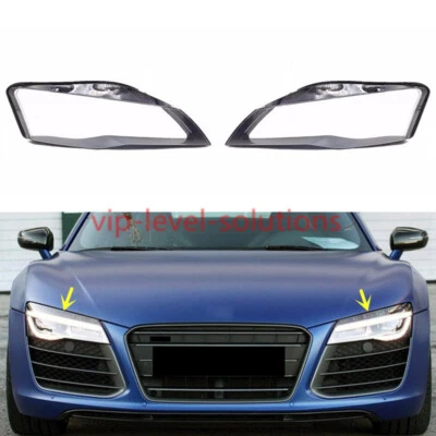 Un par de cubiertas transparentes para lentes de faros + pegamento sellador para Audi R8 2008-2015 Foto 1 de 4