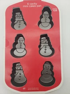 Christmas Wilton 6 Cavity Mini Snowman Cake Pan 11 X 7 X 2 in  New - Picture 1 of 18