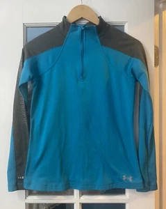Under Armour Quarter Zip Top Girls Size Youth XL Blue & Gray Coldgear Fitted - Picture 1 of 5