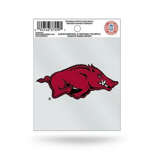 Arkansas Razorbacks Static Cling Sticker NEW!! Window or Car! NCAA  - Image 1 of 1