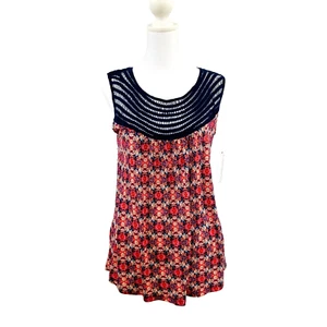 Loveappella Women Top Medium Sleeveless Crochet Boho - Picture 1 of 10